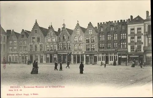 Ak Bruges Brügge Flandern Westflandern, Anciennes Maisons sur la Grand'Place