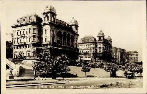 Ak São Paulo Brasilien, Parkpartie, Häuser