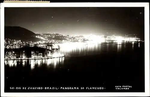Ak Rio de Janeiro Brasilien, Panorama bei Nacht, beleuchtet