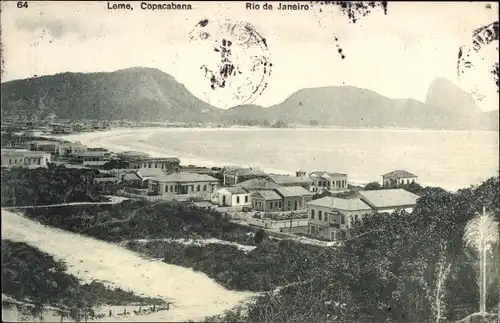 Ak Leme Rio de Janeiro Brasilien, Copacabana, Siedlung, Strand