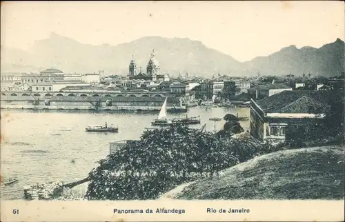 Ak Rio de Janeiro Brasilien, Panorama da Alfandega