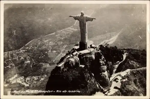 Foto Ak Rio de Janeiro Brasilien, Gesamtansicht mit Christusstatue