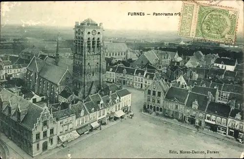 Ak Furnes Veurne Westflandern, Panorama, Platz, Kirche