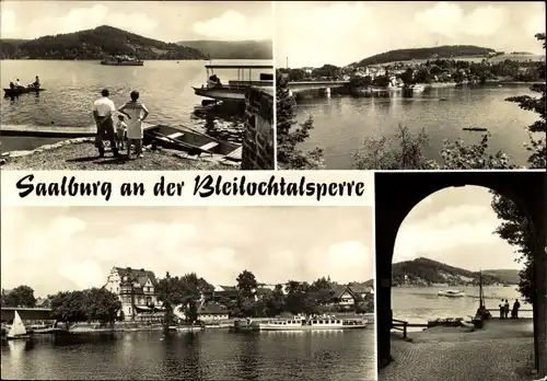 Ak Saalburg in Thüringen, Bleilochtalsperre, Panorama, Schiffsanleger, Torbogen