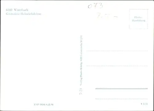 Ak Wurzbach in Thüringen, Gaststätte Heinrichshütte