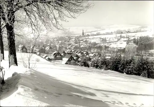 Ak Wurzbach in Thüringen, Winterpanorama