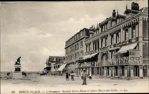 Ak Berck Plage Pas de Calais, l'Entonnoir, Institut Notre-Dame et Notre-Dame-des-Sables