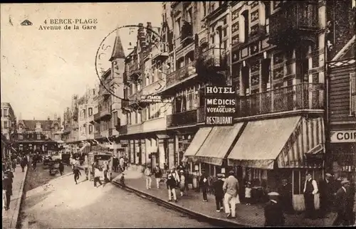 Ak Berck Plage Pas de Calais, Avenue de la Gare, Hotel Medicis