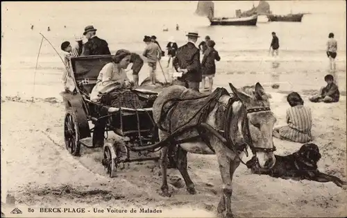 Ak Berck Plage Pas de Calais, Une voiture de Malades