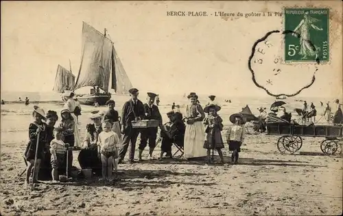 Ak Berck Plage Pas de Calais, l'Heure du gouter a la Plage