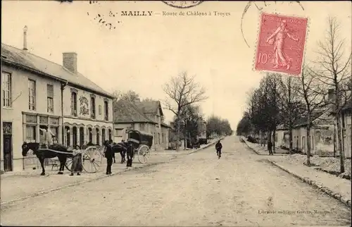 Ak Mailly le Camp Aube, Straße von Chalons nach Troyes