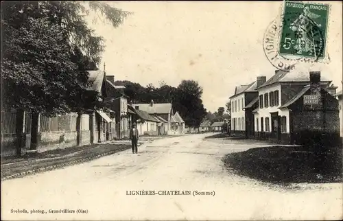 Ak Lignières Châtelain Somme, Teil der Straße