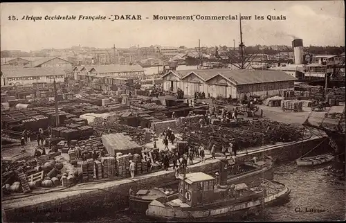 Ak Dakar, Senegal, Handelsbewegung auf den Kais