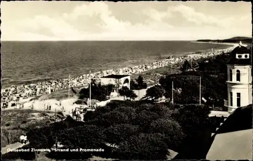 Ak Ostseebad Zinnowitz auf Usedom, Strand mit Promenade