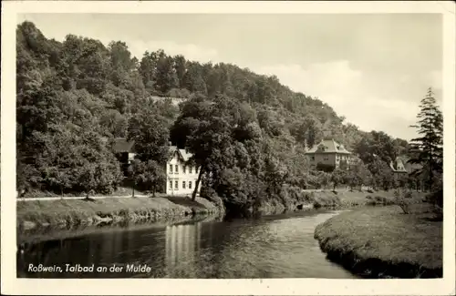 Ak Roßwein im Mittelsächsischen Bergland, Talbad an der Mulde