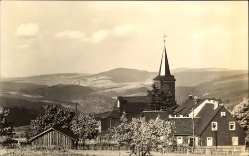 Ak Masserberg in Thüringen, Kirche, Panorama