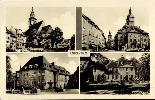 Ak Bad Langensalza in Thüringen, Rathaus, Marktkirche, Schwefelbad, Kulturhaus