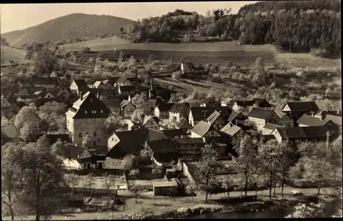 Ak Reschwitz Saalfelder Höhe Saalfeld an der Saale Thüringen, Ortsansicht mit Kirche