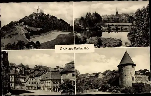 Ak Kahla Thüringen, Blick zum Turm, Häuser, Berg