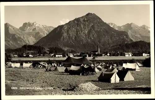 Ak Oberstdorf im Oberallgäu, Campingplatz, Zelte, Berge