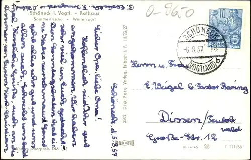 Ak Schöneck im Vogtland, Rathaus