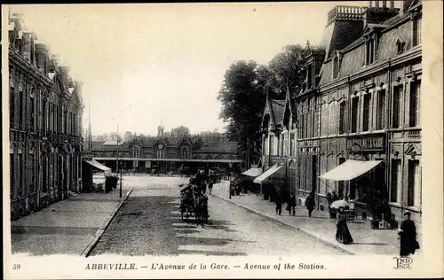 Ak Abbeville Somme, Avenue de la Gare