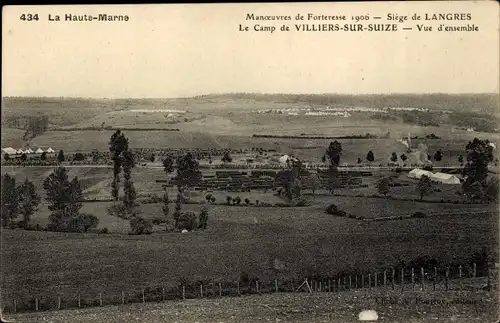 Ak Langres Haute Marne, Manöver der Festung, Das Lager von Villeurs-sur-Suize, Überblick