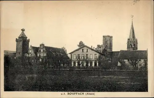 Ak Rouffach Rufach Elsass Haut Rhin, Ortsansicht, Kirchturm