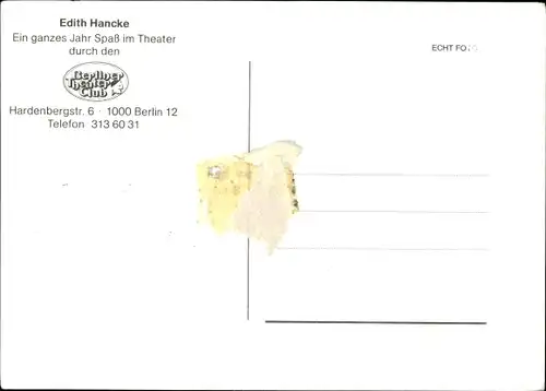 Ak Schauspielerin Edith Hancke, Portrait, Autogramm