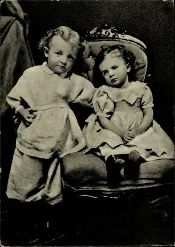 Ak Wladimir Iljitsch Lenin mit Schwester Olga, Kinderportrait