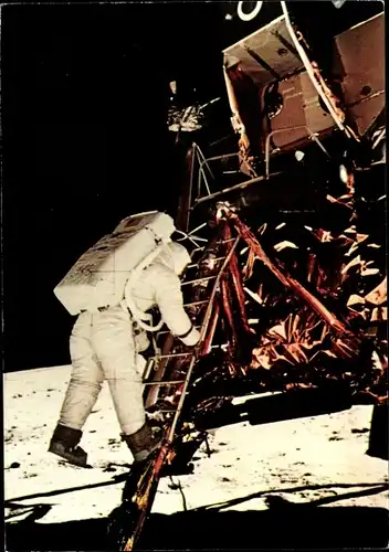 Ak 21 Juli 1969, Astronaut Edwin Aldrin betritt den Mond, Neil Armstrong
