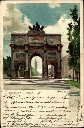 Künstler Litho Kley, Heinrich, München Bayern, Siegestor