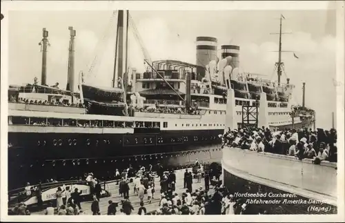 Ak Cuxhaven in Niedersachsen, Abfahrender Amerika Dampfer
