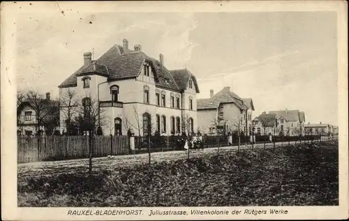 Ak Bladenhorst Castrop Rauxel im Ruhrgebiet, Juliusstraße, Villenkolonie der Rütgers Werke