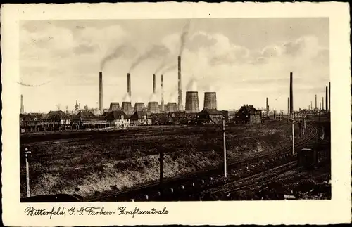 Ak Bitterfeld in Sachsen Anhalt, I. G. Farben Kraftzentrale