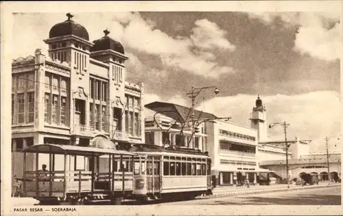 Ak Soerabaja Surabaya Java Indonesien, Pasar Besar, Straßenbahn
