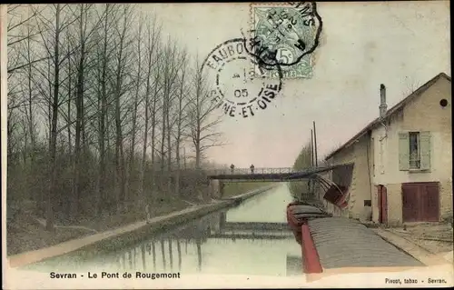 Ak Sevran Seine Saint Denis, Le Pont de Rougemont, bateaux fluviaux, pont