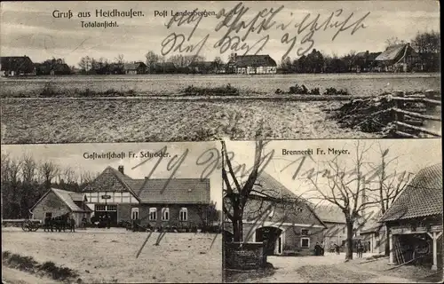 Ak Heidhausen Landesbergen Niedersachsen, Gastwirtschaft Fr. Schröder, Brennerei Fr. Meyer