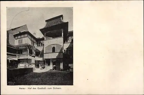 Ak Aarau Kanton Aargau, Gasthof zum Ochsen, Hotel Ochsen, Hof