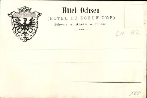 Ak Aarau Kanton Aargau, Gasthof zum Ochsen, Hotel Ochsen, Hof