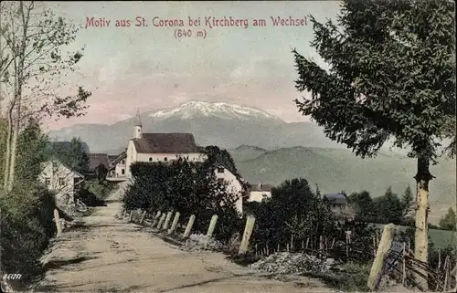 Ak St Corona am Wechsel in Niederösterreich, Teilansicht, Kirche