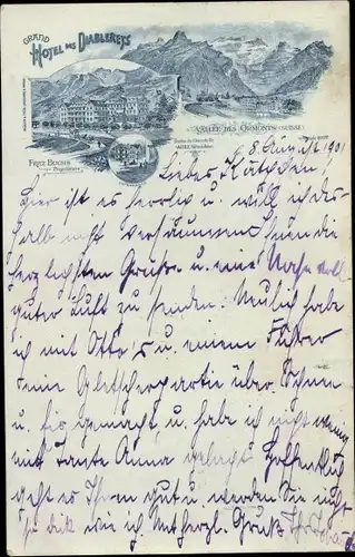 Litho Les Diablerets Ormont Dessous Kanton Waadt, Grand Hotel, Panorama