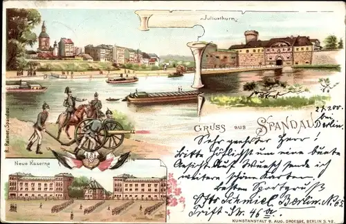 Litho Berlin Spandau, Altstadt, Juliusturm, Neue Kaserne