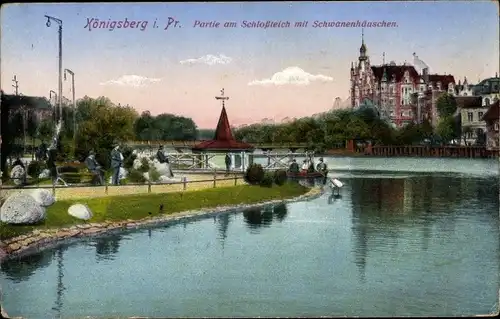 Ak Kaliningrad Königsberg Ostpreußen, Schlossteich, Schwanenhäuschen
