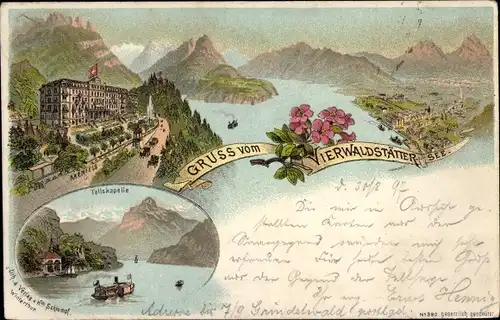 Litho Vierwaldstättersee Kanton Uri, Panorama, Tellskapelle
