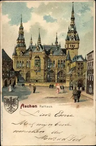 Litho Aachen, Rathaus, Wappen