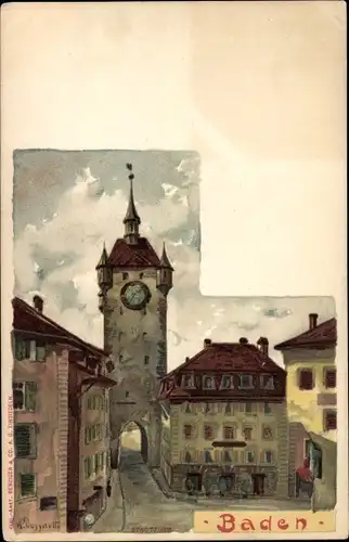 Künstler Litho Baden Kanton Aargau Schweiz, Stadtturm