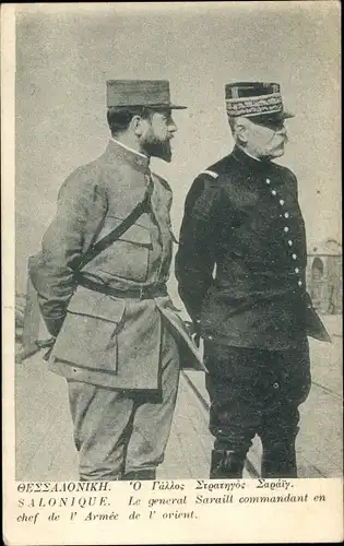 Ak Thessaloniki Griechenland, Französischer General Sarrail, Kommandeur der Orient-Armee