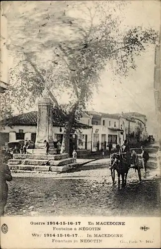 Ak Negotin Negotino Mazedonien, Brunnen, Straßenpartie