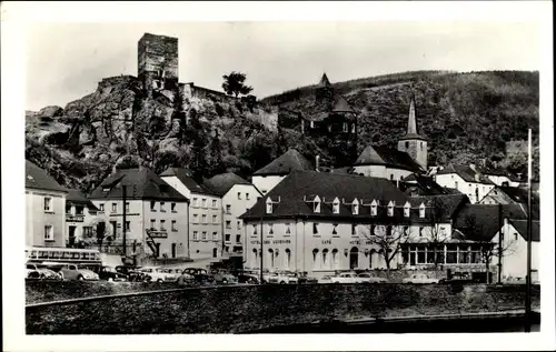 Ak Esch sur Sure Esch an der Sauer Luxemburg, Ortsansicht, Burg, Kirche, Bus, Hotel des Ardennes